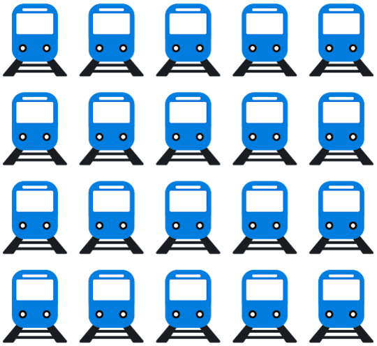 20 blue Trains
