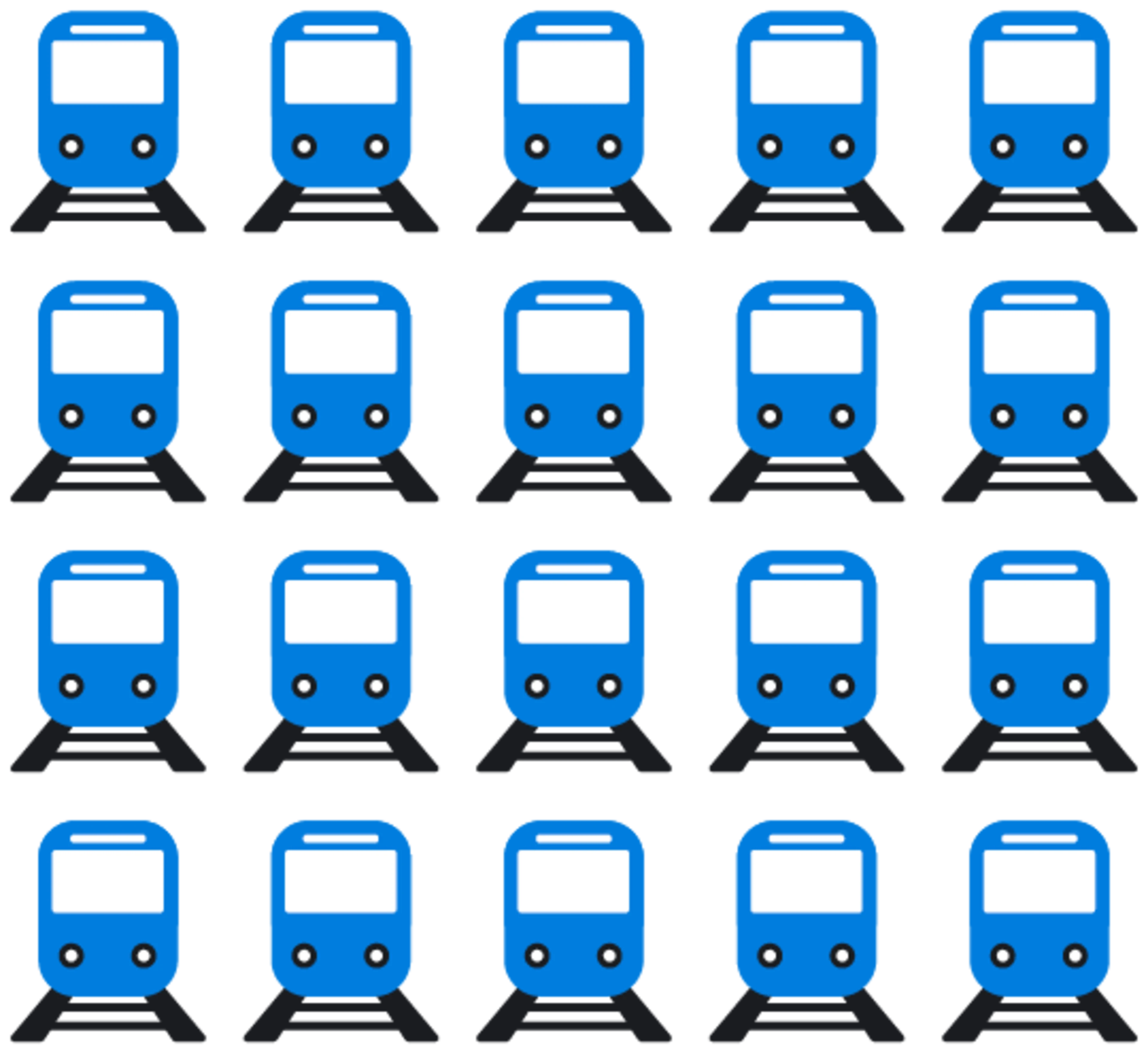 20 blue Trains