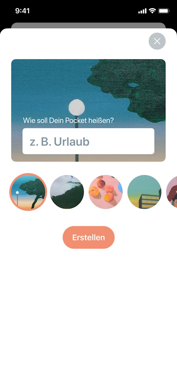 Ansicht beim Erstellen eines neuen Pockets