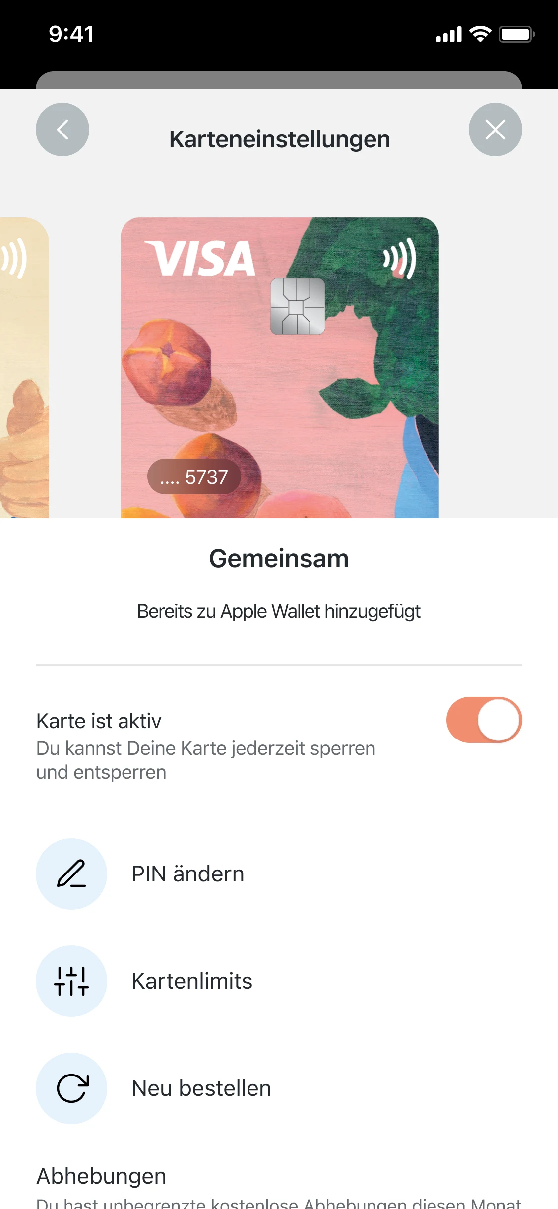 Screenshot der Blockkartenfunktion der App