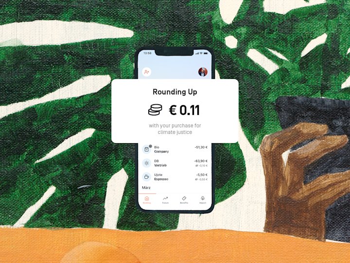 A smartphone shows the new rounding up feature.