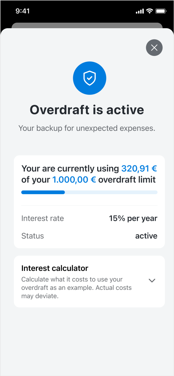 The overdraft feature in the app