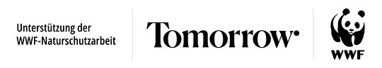 Zu sehen ist das Logo des WWF und ein Hinweis auf die Kooperation mit Tomorrow