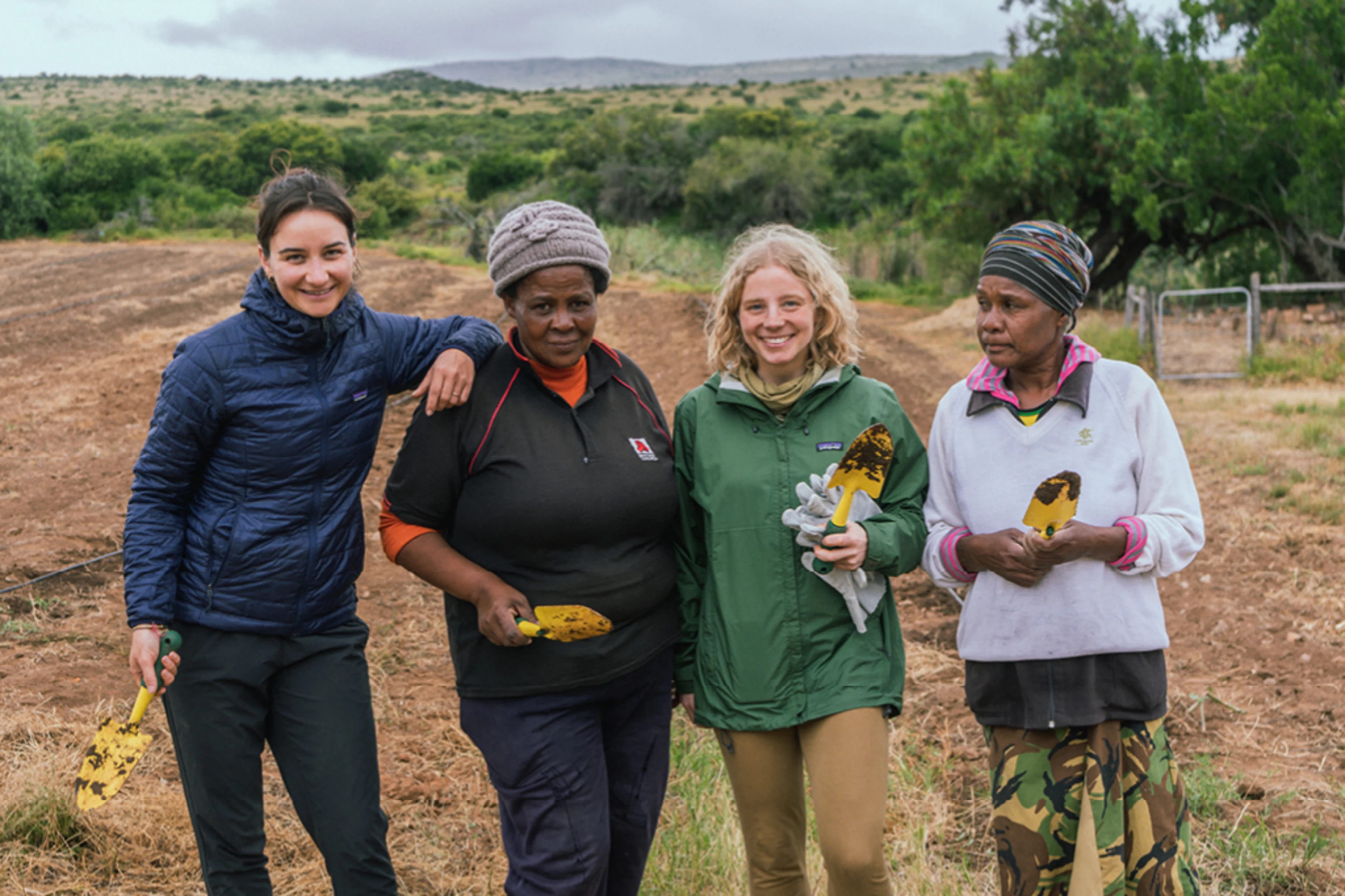 A picture of our Spekboom project. You can see employees from the field and Marion and Jelena from our team.