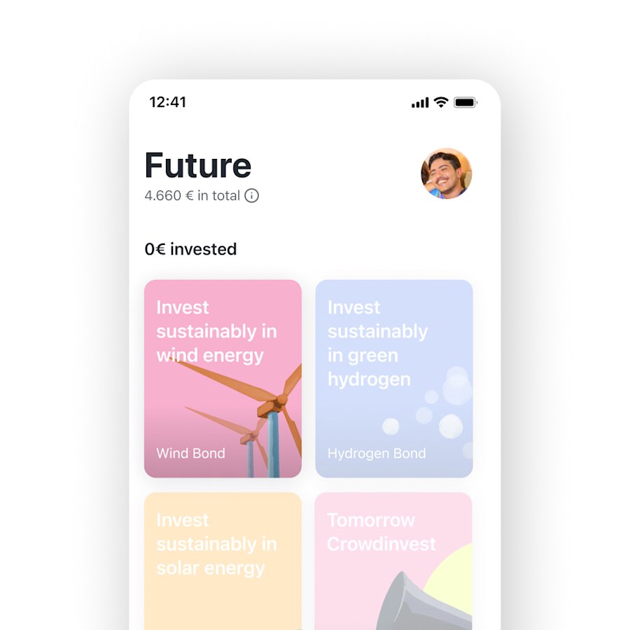 A screenshot of the investment feature in the Tomorrow App