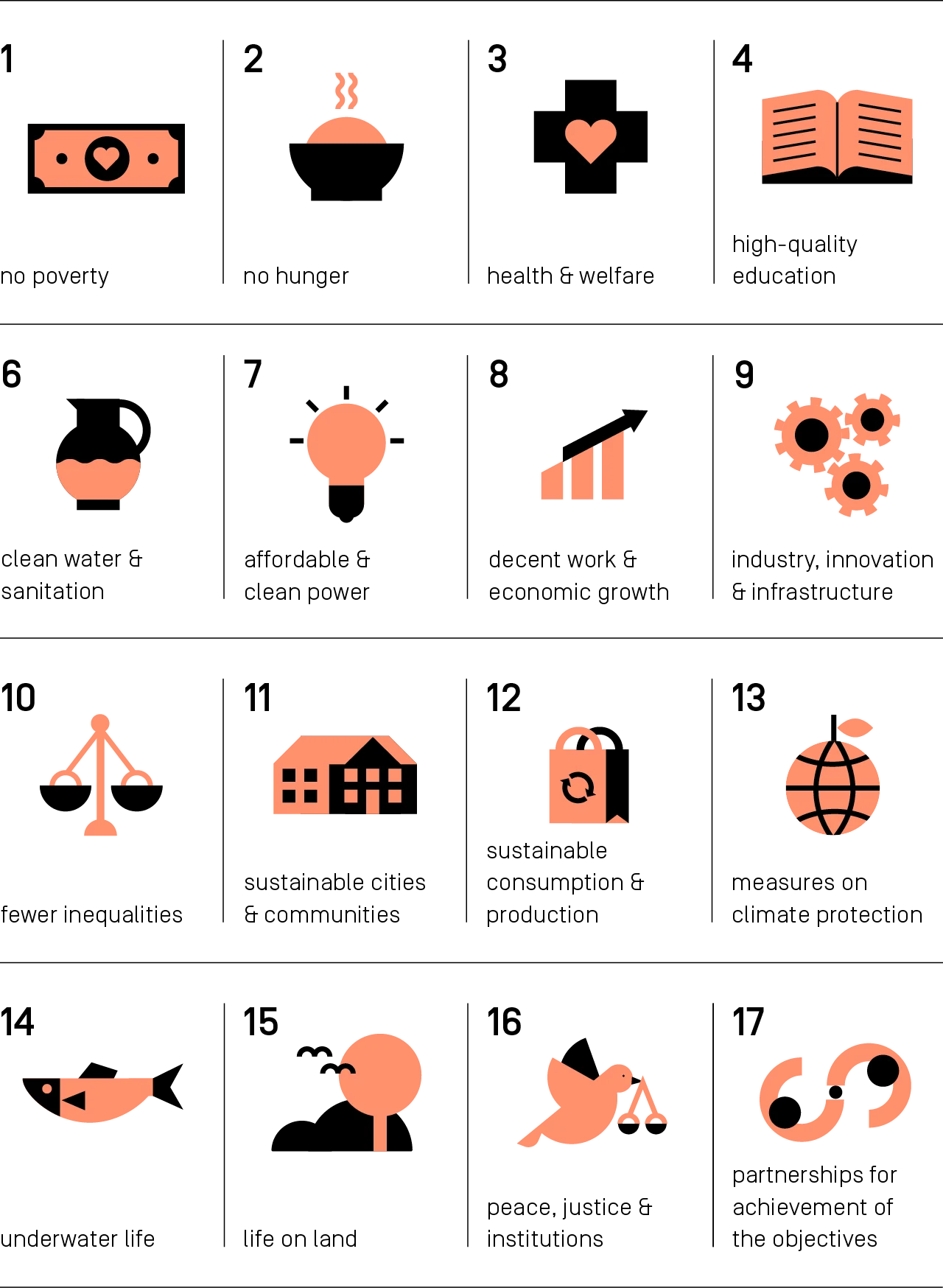 Overview of the 17 Sustainable Development Goals
