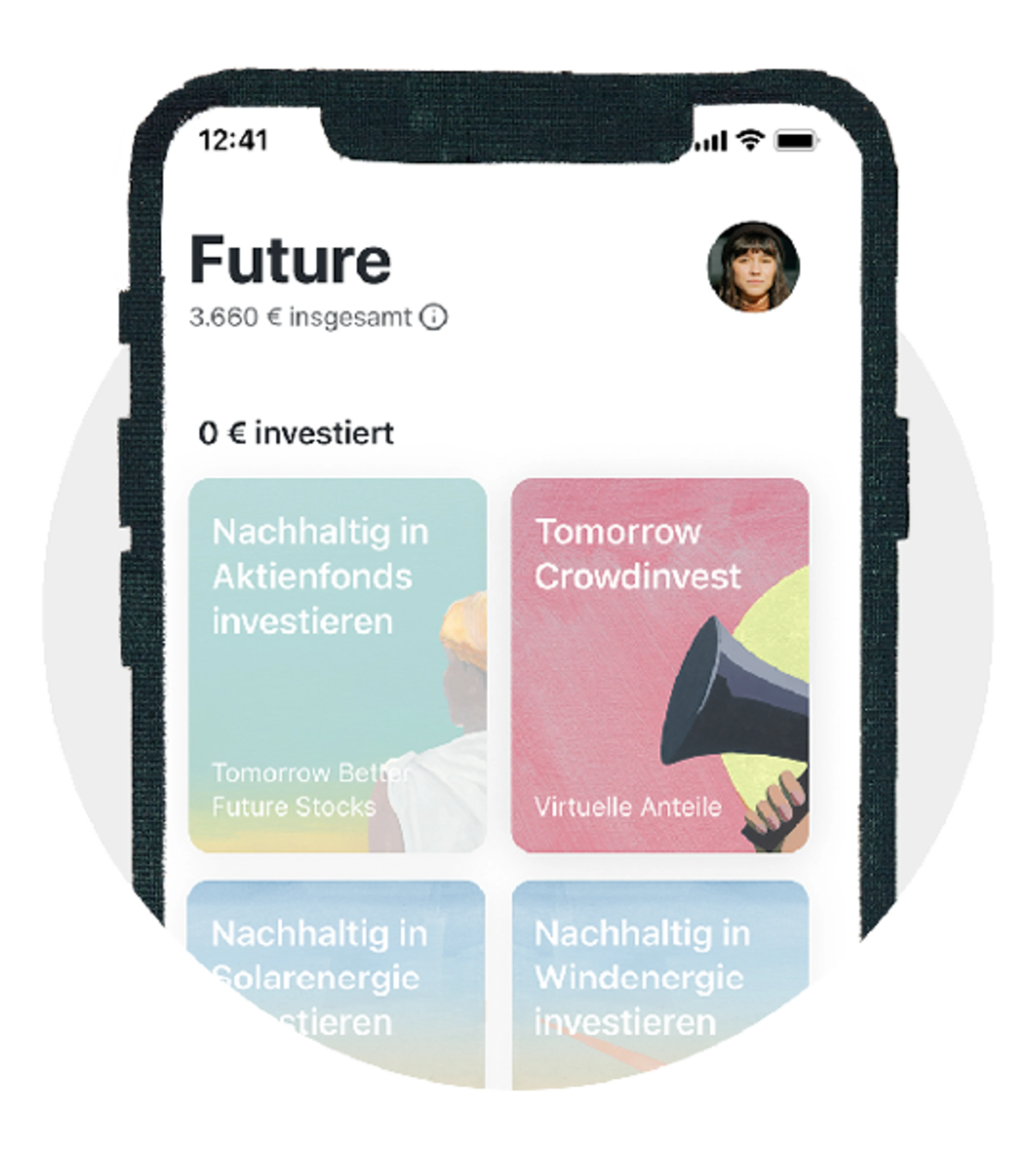 Ansicht des Future-Bereichs in der Tomorrow App