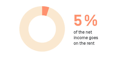 Marisa and Ludwig spend 5% of their monthly budget on rent.