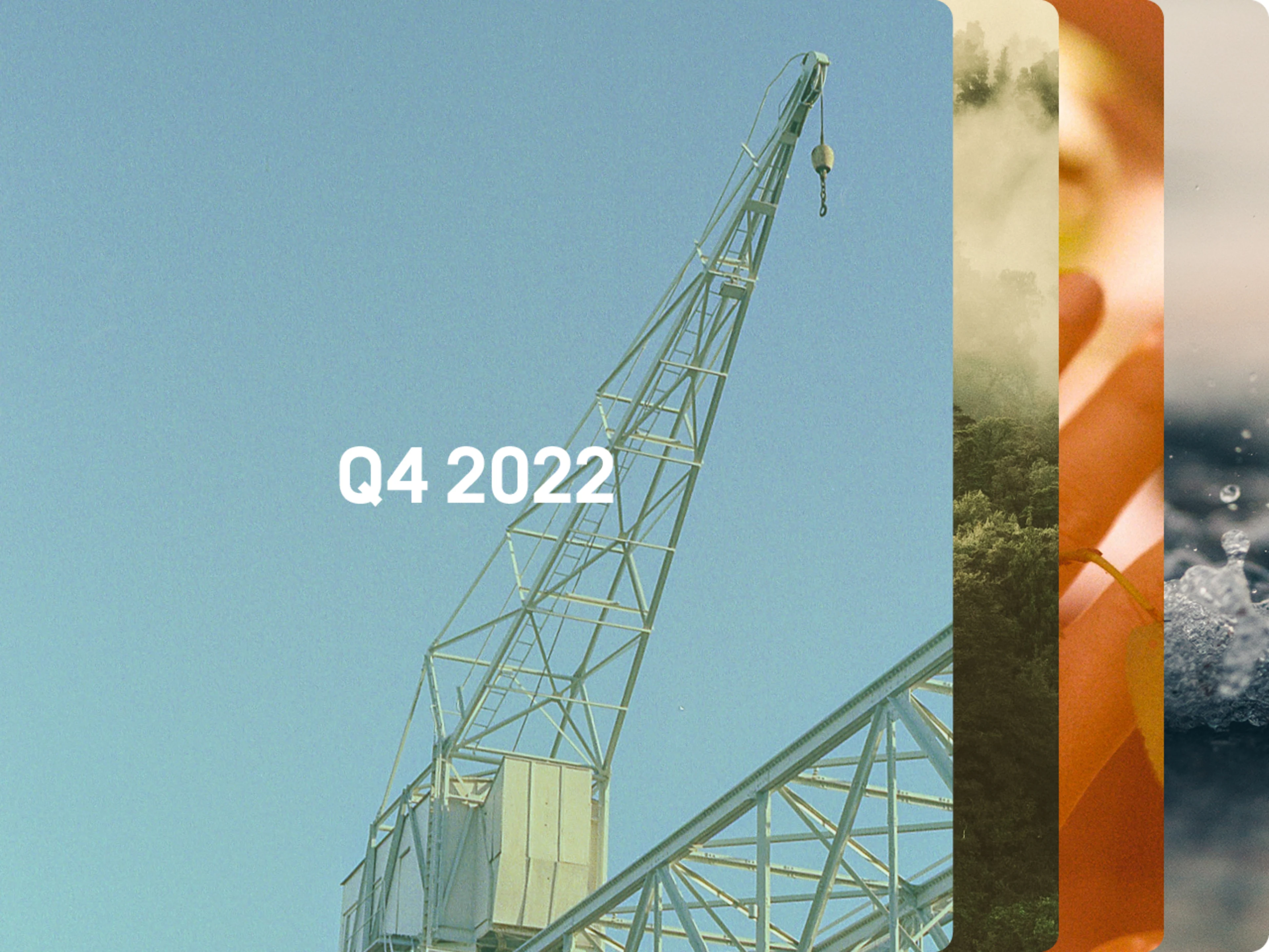 Bildauswahl mit verschiedenen Impressionen, z.B. ein Kran, darauf geschrieben: Q4 | 2022.