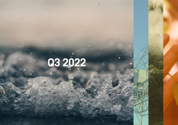 Bildauswahl mit verschiedenen Impressionen, zb sprudelndes Wasser, darauf geschrieben: Q3 | 2022.