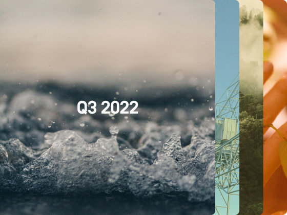 Bildauswahl mit verschiedenen Impressionen, zb sprudelndes Wasser, darauf geschrieben: Q3 | 2022.