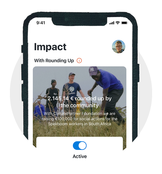 Picture of the rounding up screen in the Tomorrow app