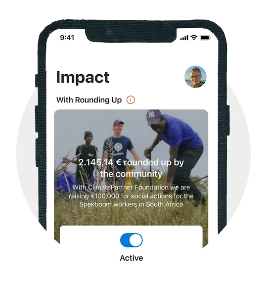 Picture of the rounding up screen in the Tomorrow app