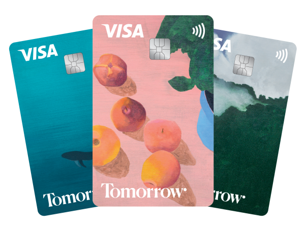 The three Tomorrow Together card options: apple, forest and whale