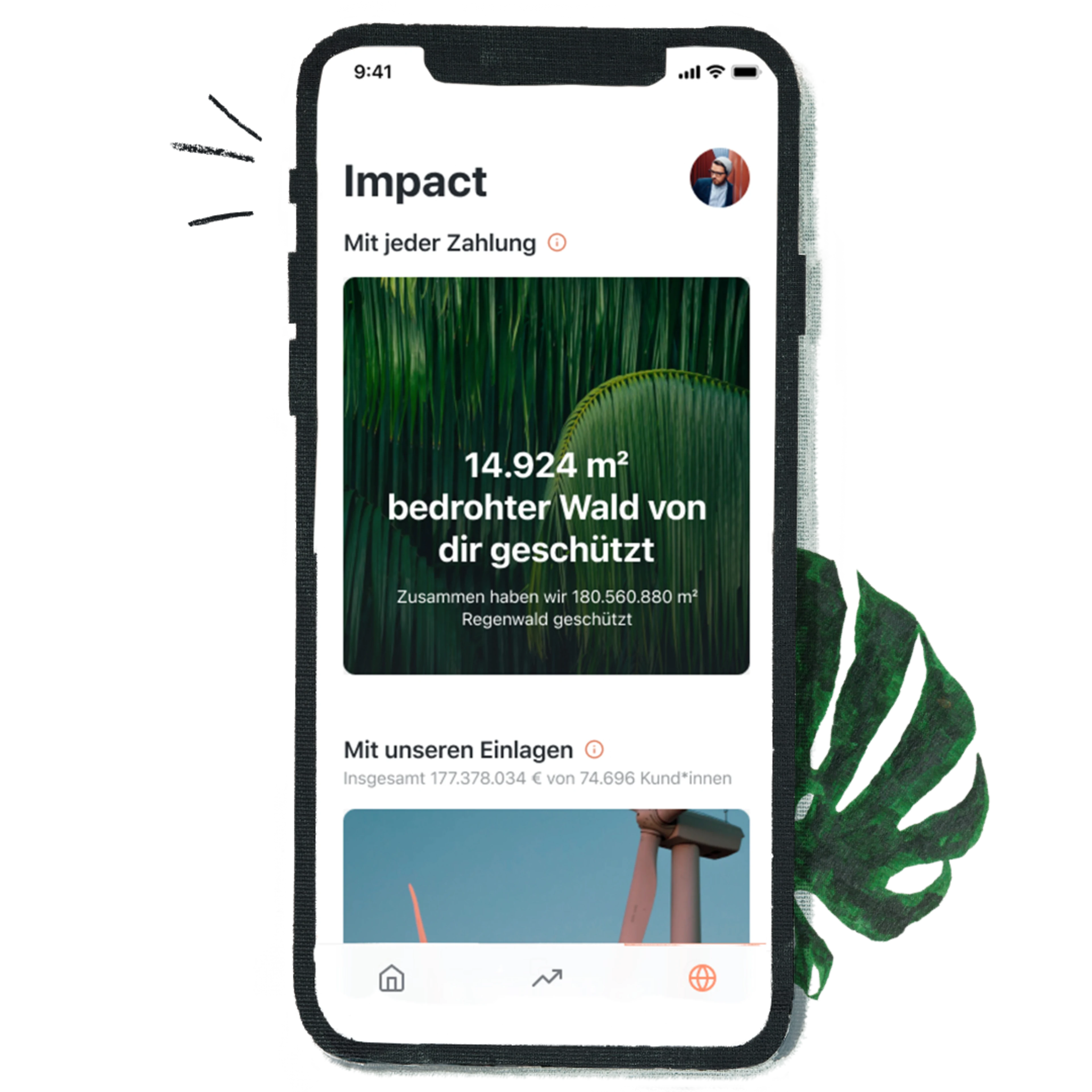 Smartphone zeigt das Impactboard in der Tomorrow App