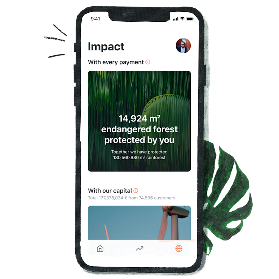 Smartphone with Tomorrow App showing the Impactboard.