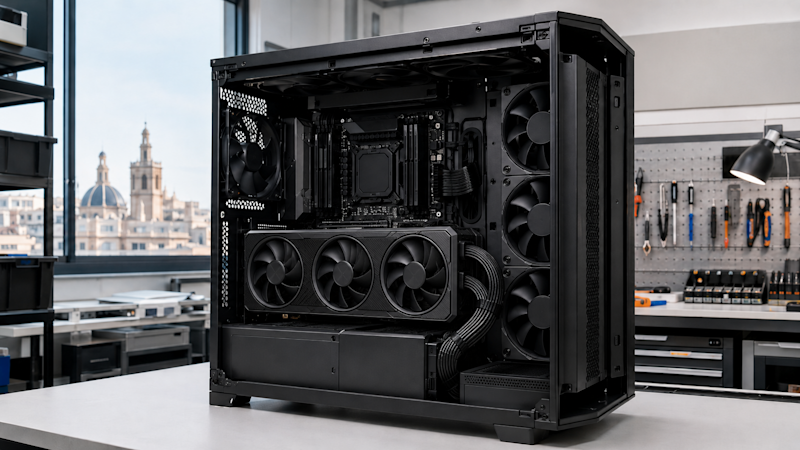 Workstation premium para IA local con GPU de 24GB, refrigeración de alto flujo y montaje validado para uso 24/7.