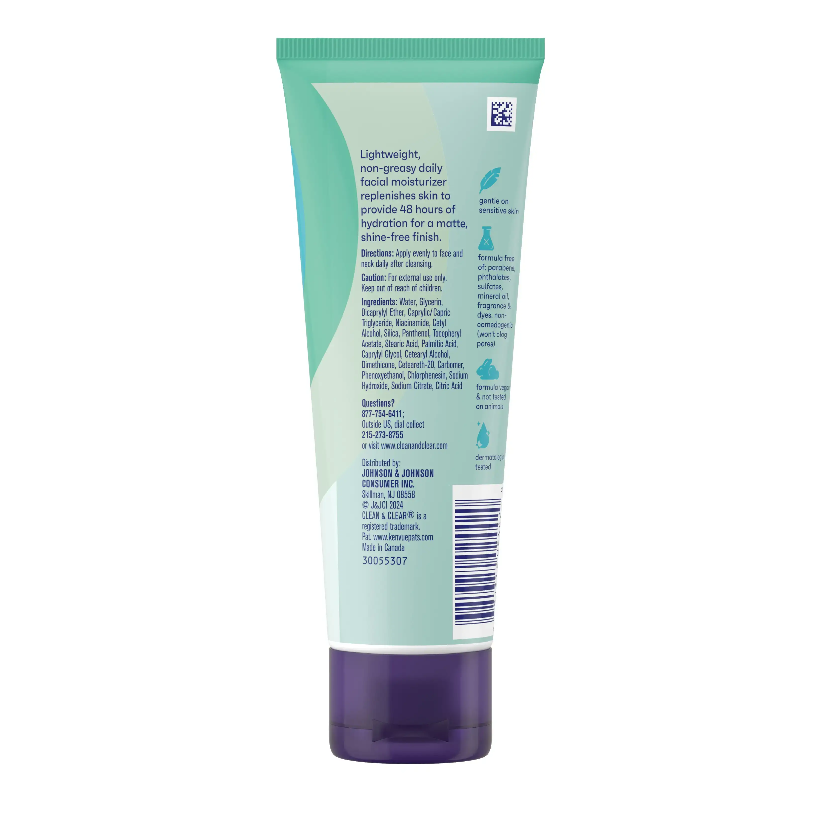 Clean & Clear® Daily Mattifying Moisturizer 3.4 oz Back of Pack