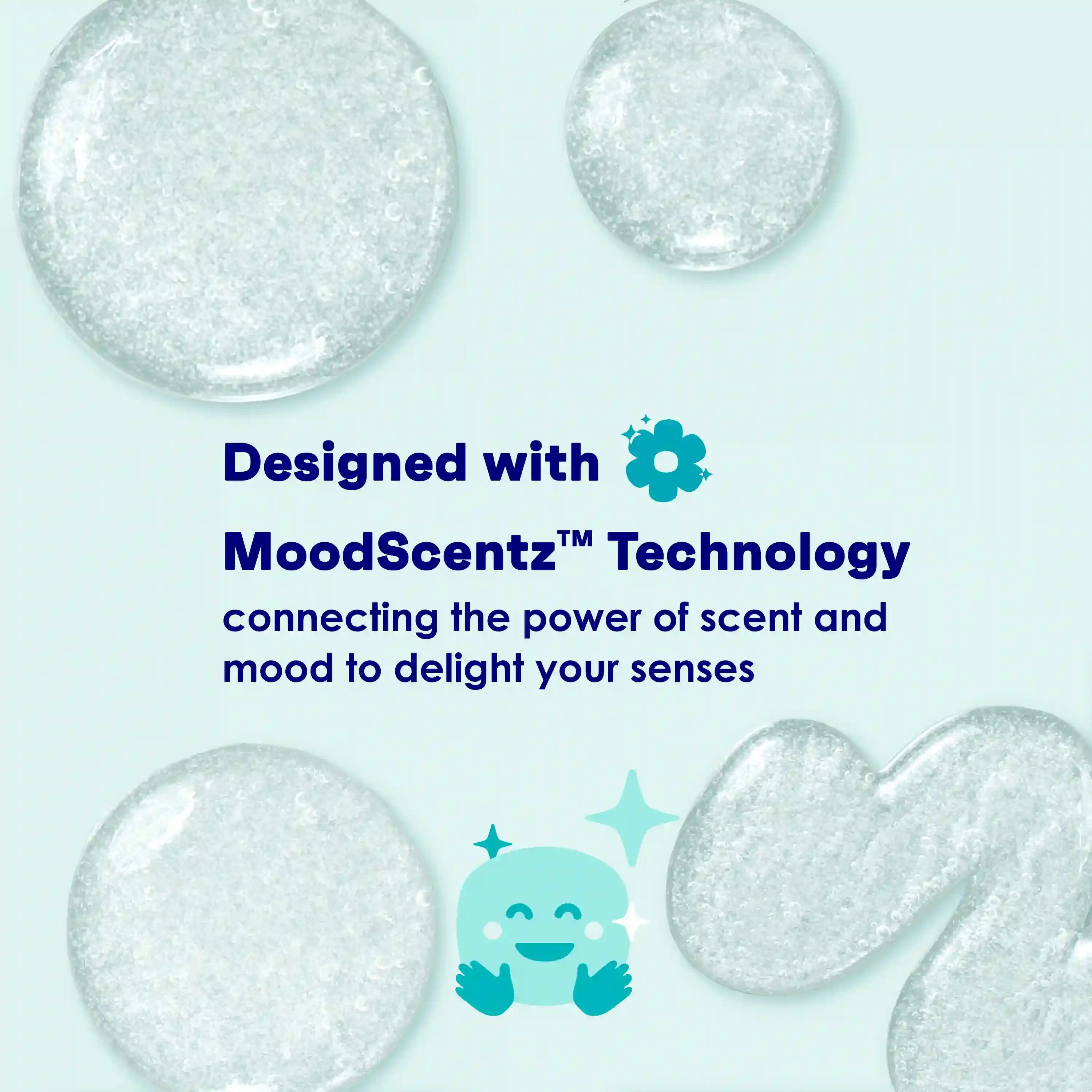 Exfoliating beads with MoodScentz Technology connecting scent and mood for sensory delight