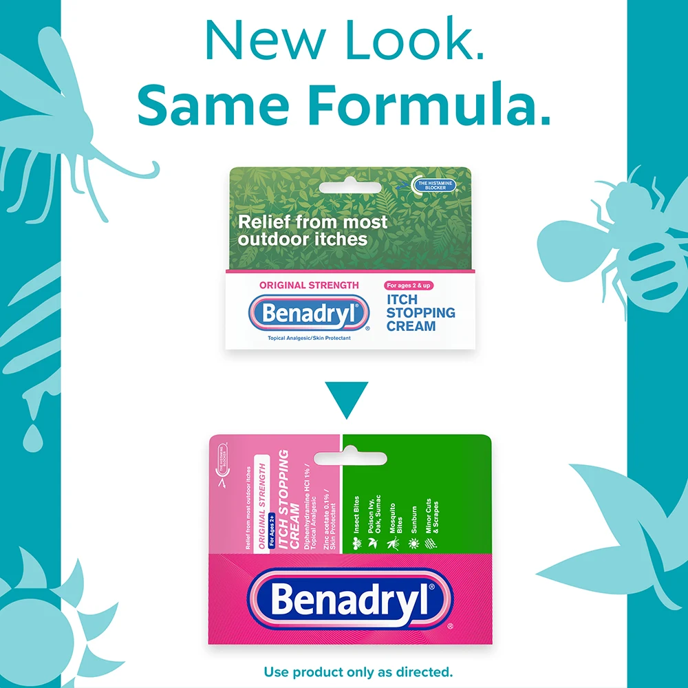 Original Strength Benadryl Itch-Stopping Cream new packaging