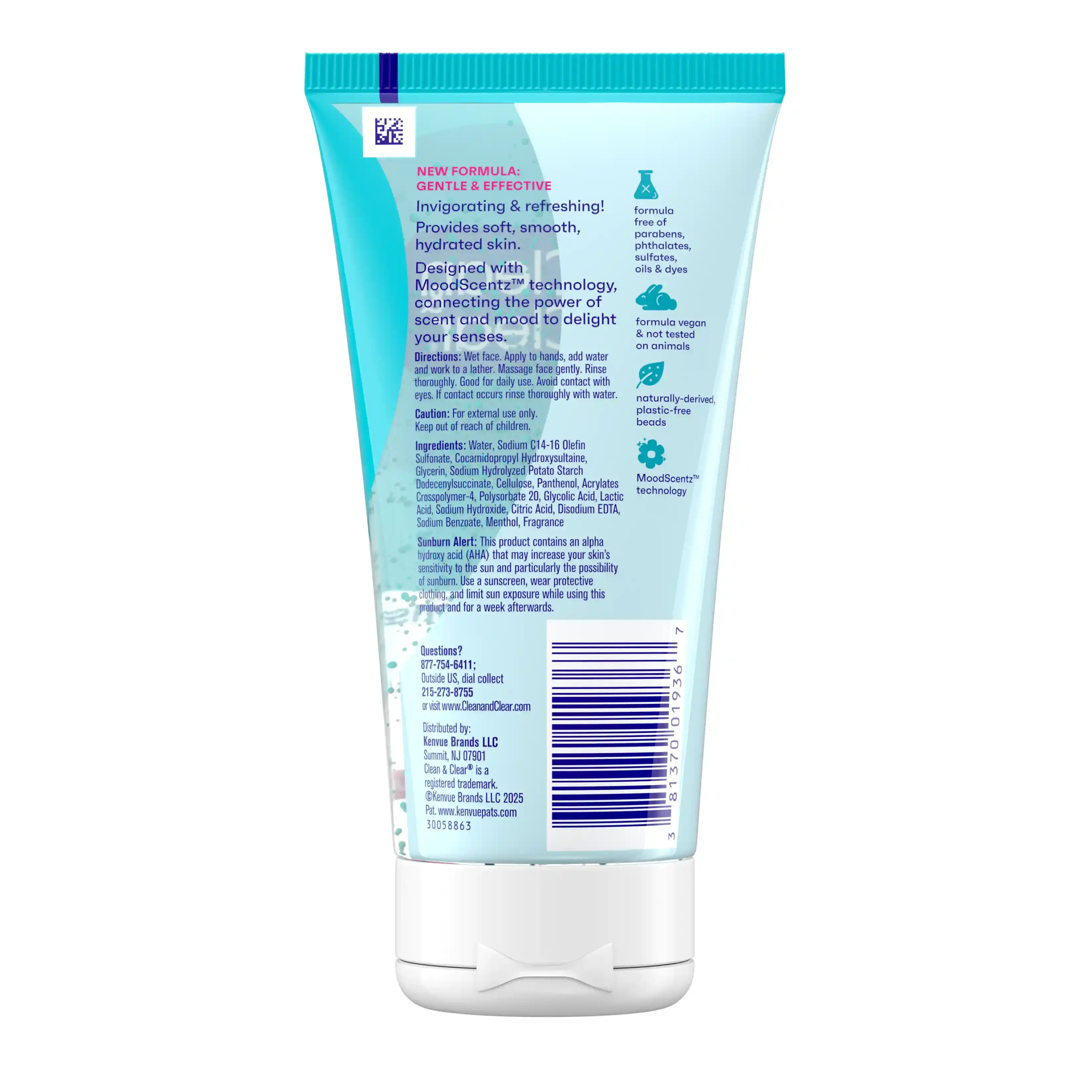 Clean & Clear® Deep Action Exfoliating Scrub, 5 Oz Back of pack