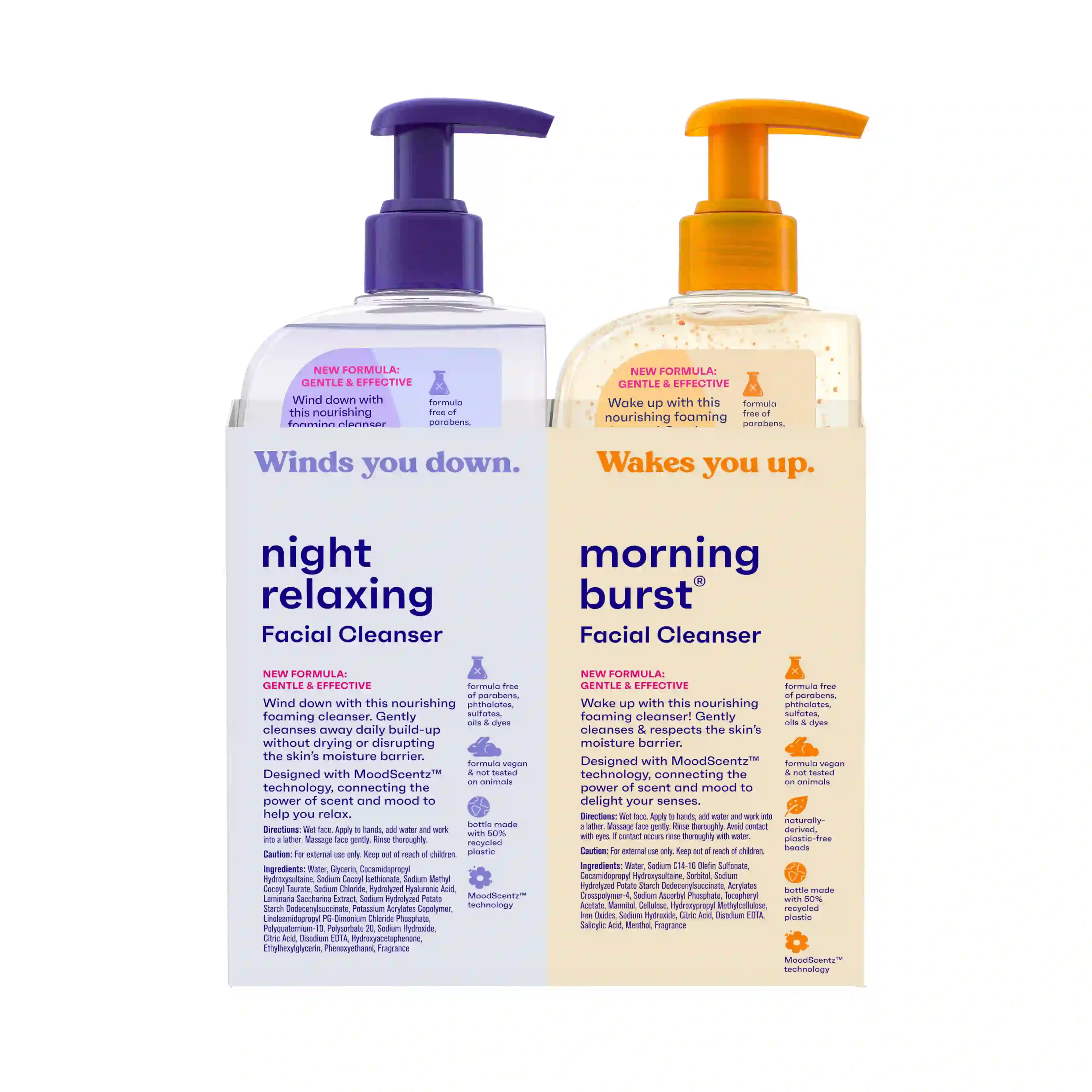 Morning Burst® Day & Night Cleanser 2-Pack Back of Packaging