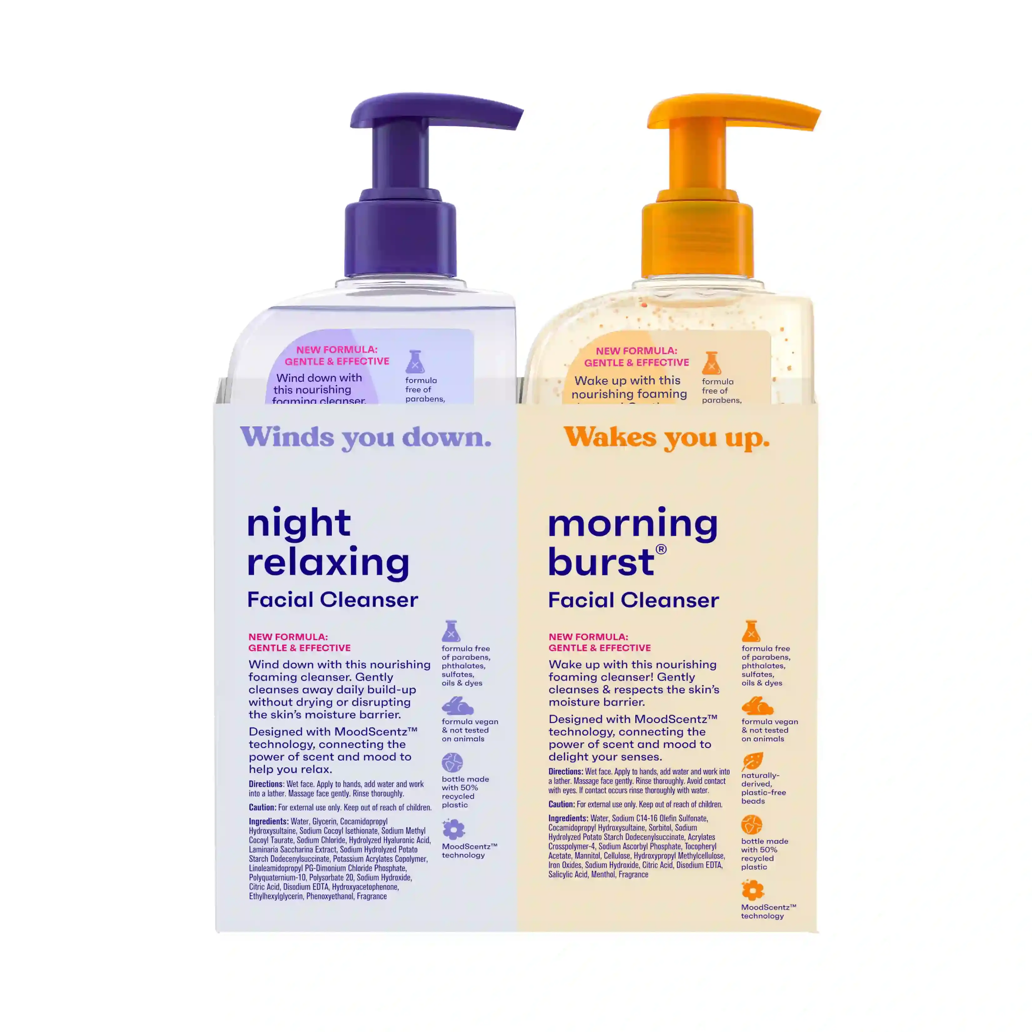 Morning Burst® Day & Night Cleanser 2-Pack Back of Packaging
