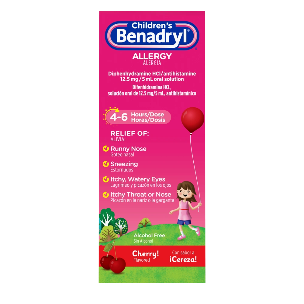 Children's BENADRYL® Allergy Liquid Cherry flavor package front