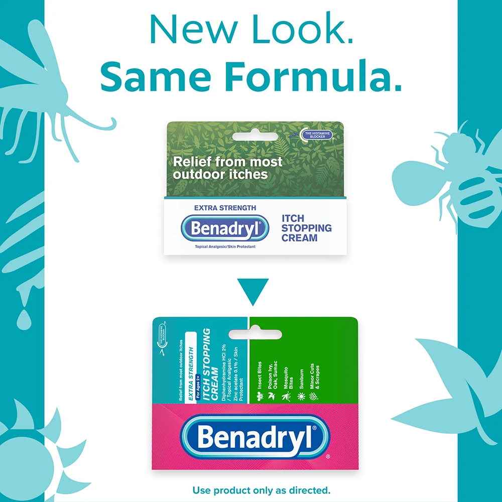 Extra Strength Benadryl Itch-Stopping Cream new packaging