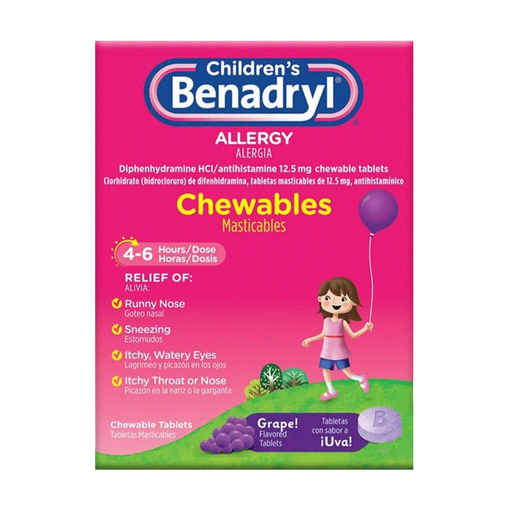 Children’s BENADRYL® Grape Flavored Chewable Tablets