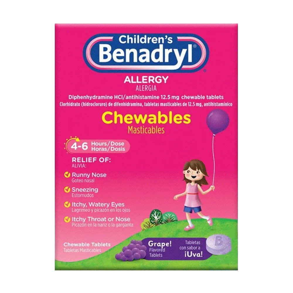 Children’s BENADRYL® Grape Flavored Chewable Tablets