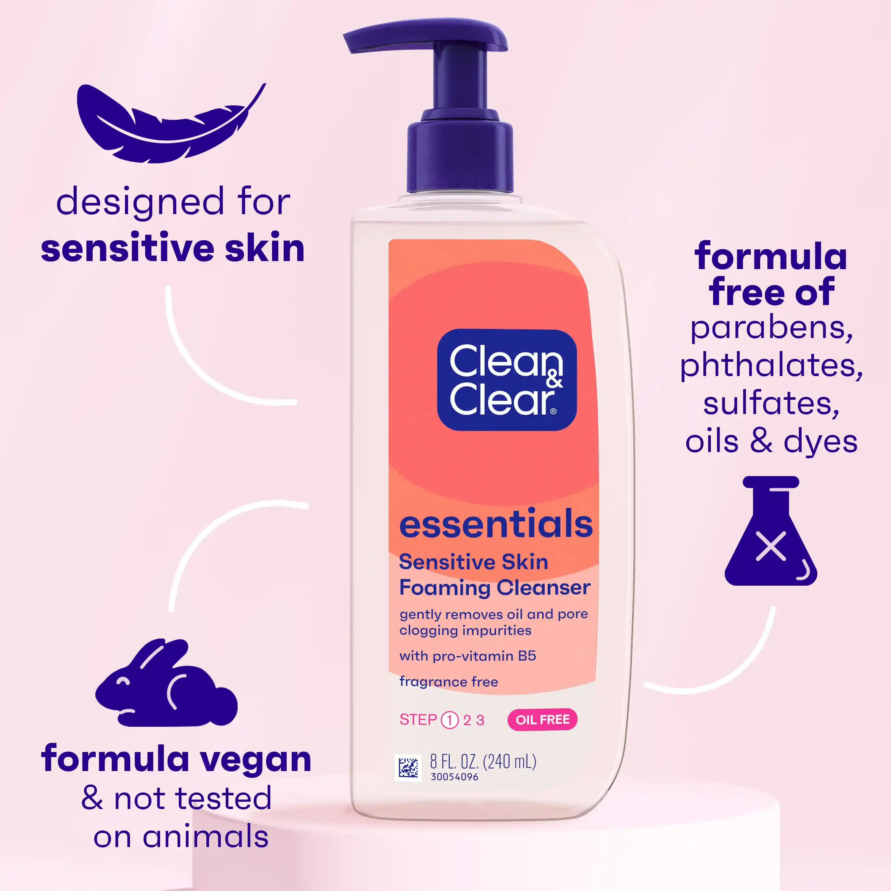 Benefits: designed for sensitive skin, formula free of parabens, phthalates, sulfates, oils & dyes, formula vegan and not tested on animals