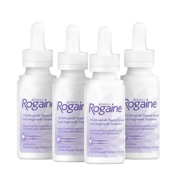 4-month supply of Women’s ROGAINE® Solution on a white background.