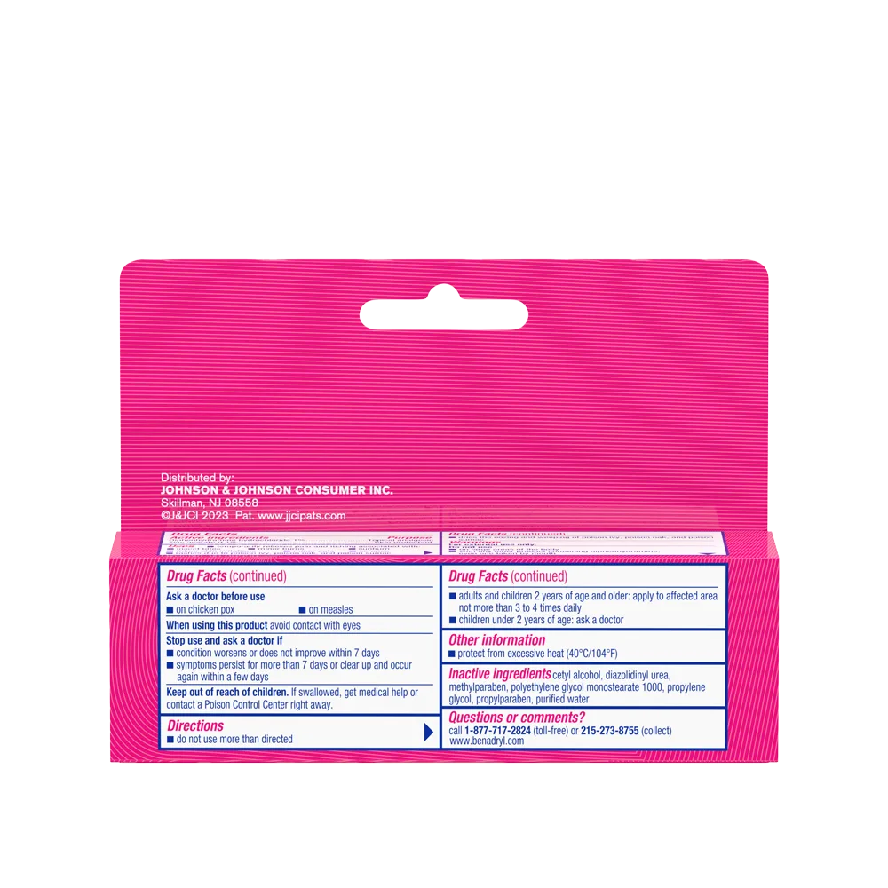Original Strength BENADRYL® Itch Stopping Cream package back
