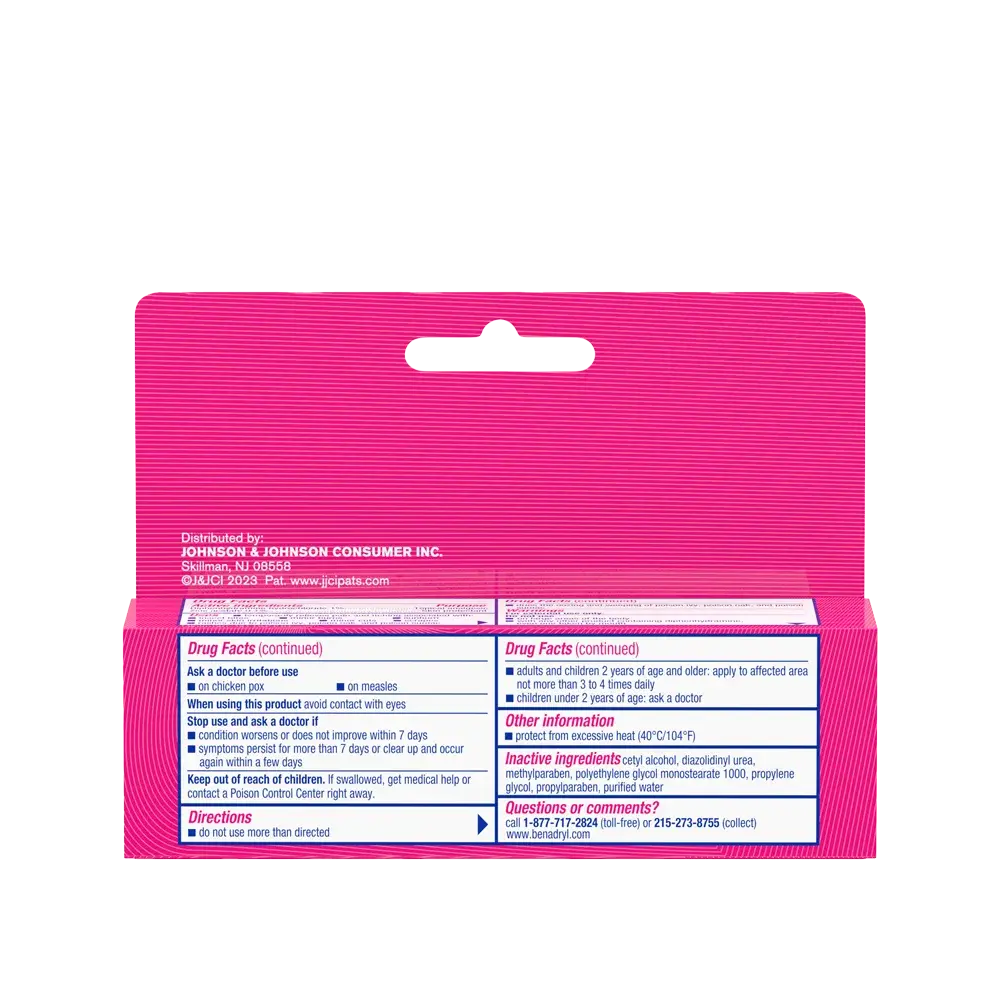 Original Strength BENADRYL® Itch Stopping Cream package back