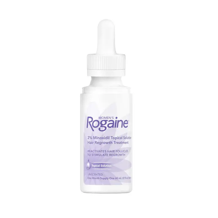 1-month supply of Women’s ROGAINE® Solution on a white background.