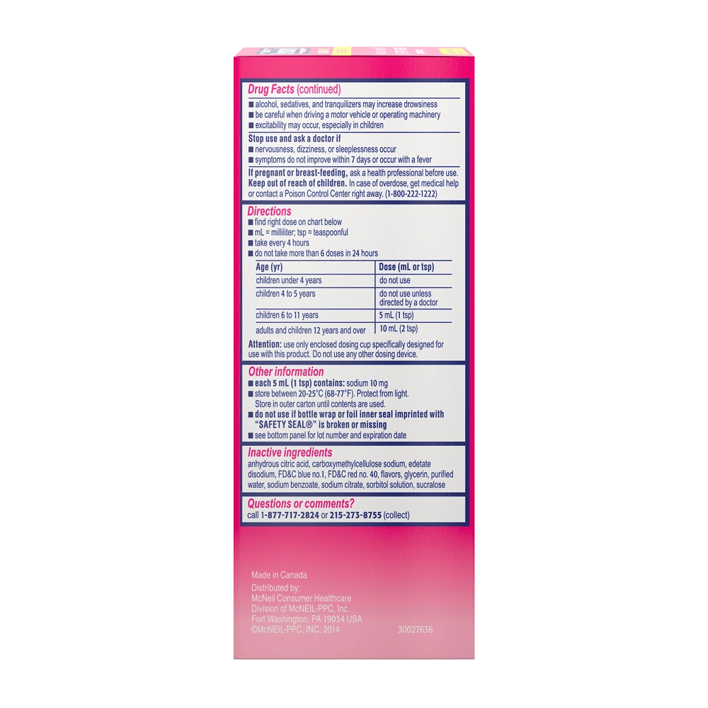 Children's BENADRYL® Allergy Plus Congestion Grape flavor Drug Facts