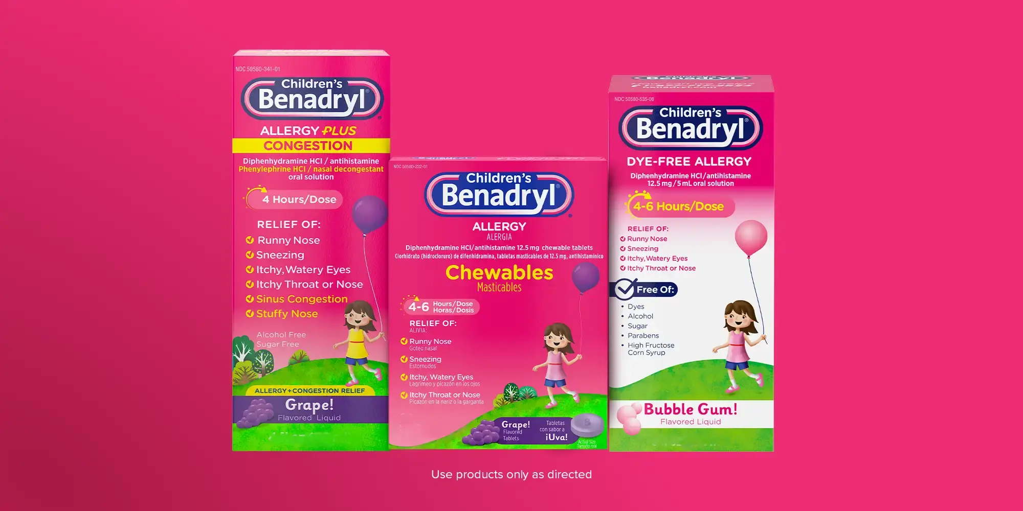 Benadryl allergy product lineup for children
