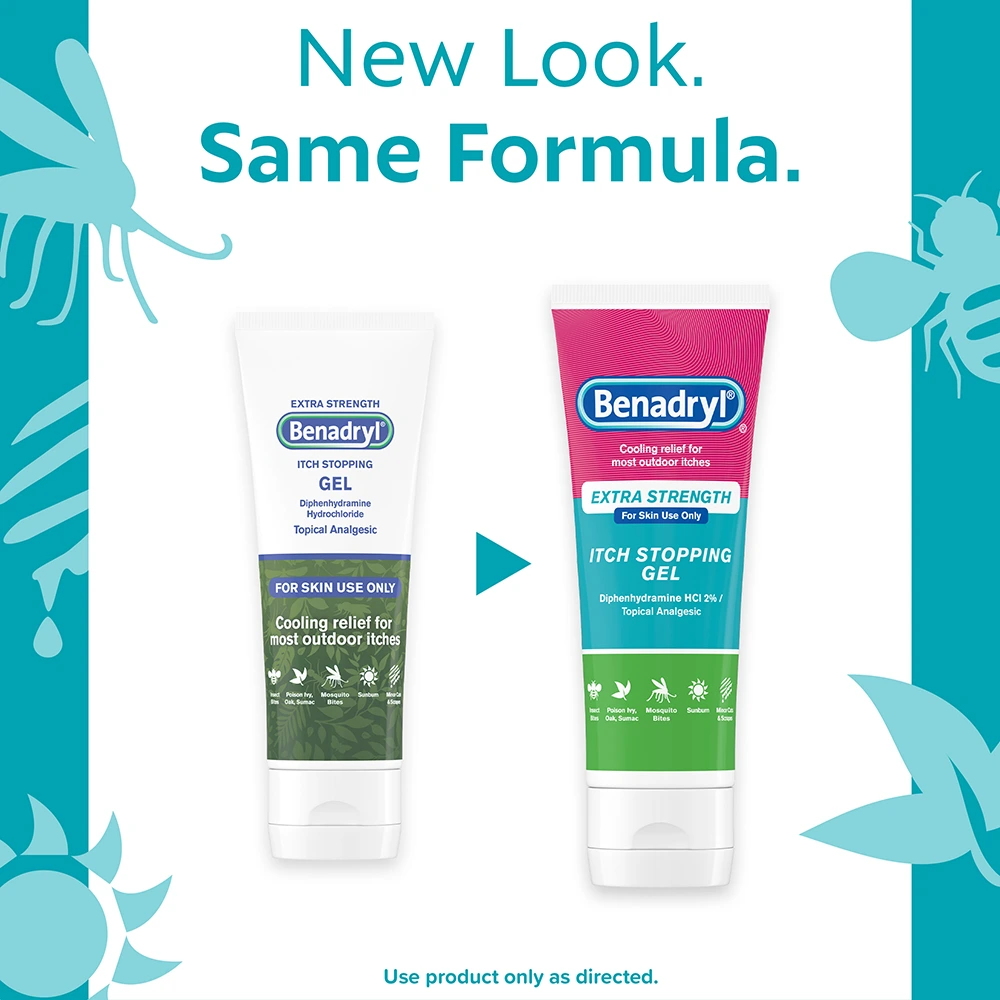 Extra Strength Benadryl Itch-Stopping Gel new packaging