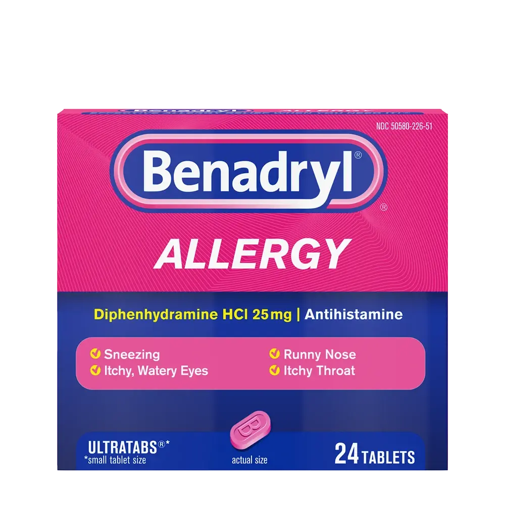 BENADRYL® Allergy ULTRATABS® Tablets 24 count package front