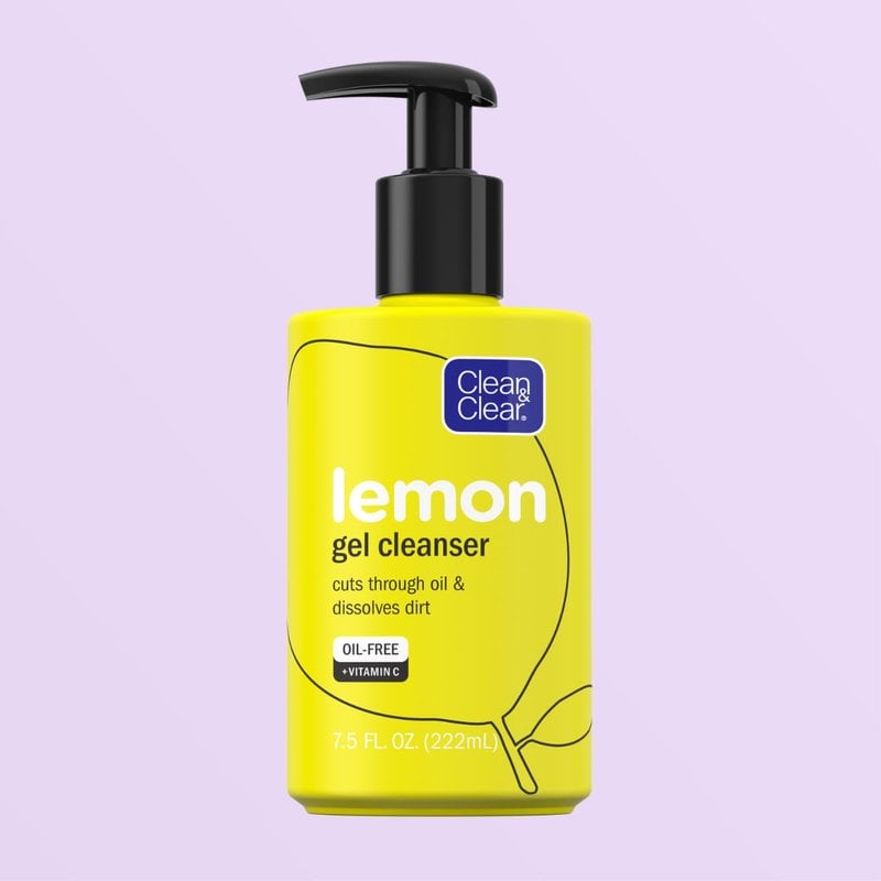 Clean & Clear lemon gel cleanser, yellow 7.5 Fluid Ounce yellow oil-free bottle with black pump top