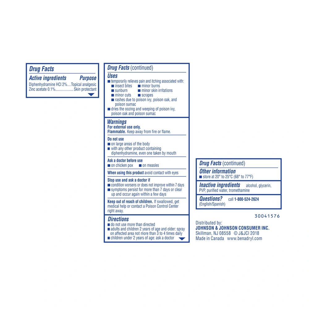 BENADRYL® Extra Strength Topical Analgesic Spray Drug Facts
