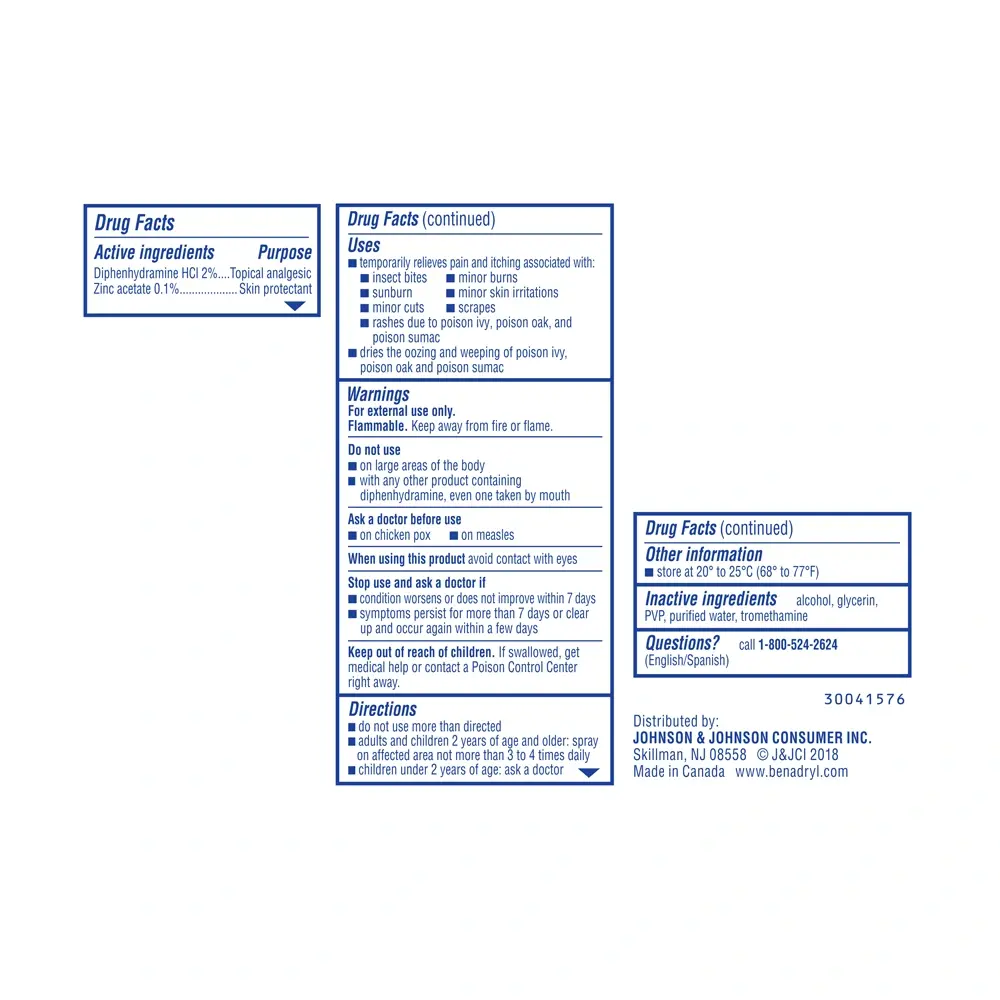 BENADRYL® Extra Strength Topical Analgesic Spray Drug Facts