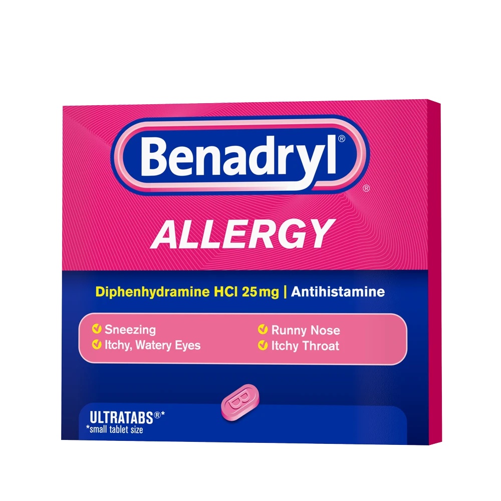 BENADRYL® Allergy ULTRATABS® Tablets rotated to the side