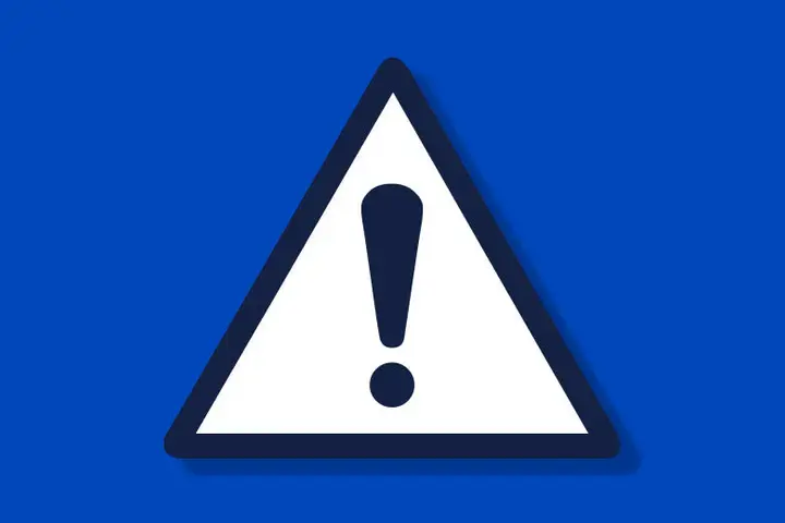 Danger warning icon on royal blue background.