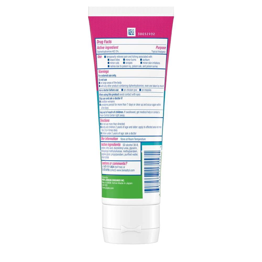 BENADRYL® Itch Stopping Gel Extra Strength package back