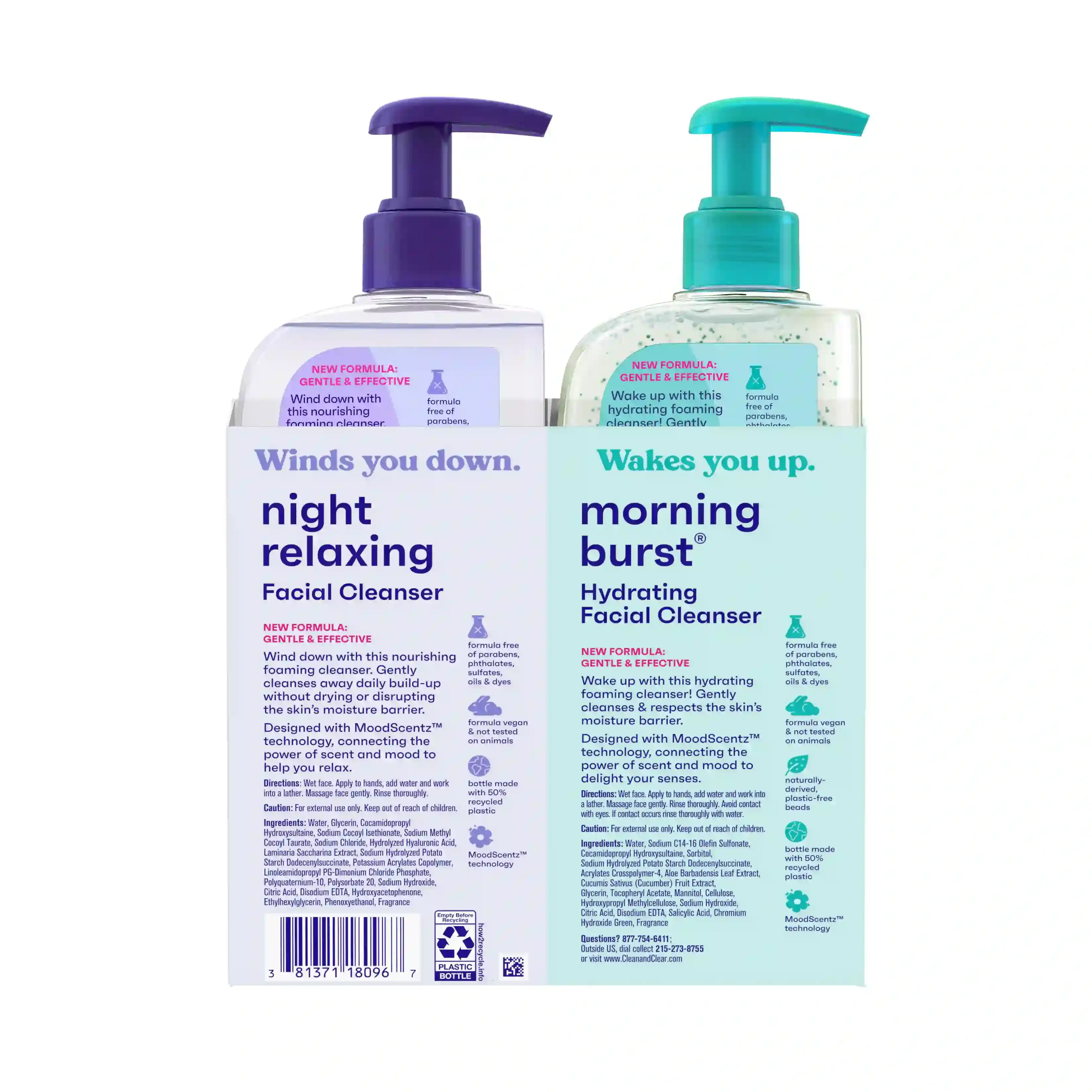 Morning Burst® Hydrating Day & Night Cleanser 2-Pack Back of Packaging