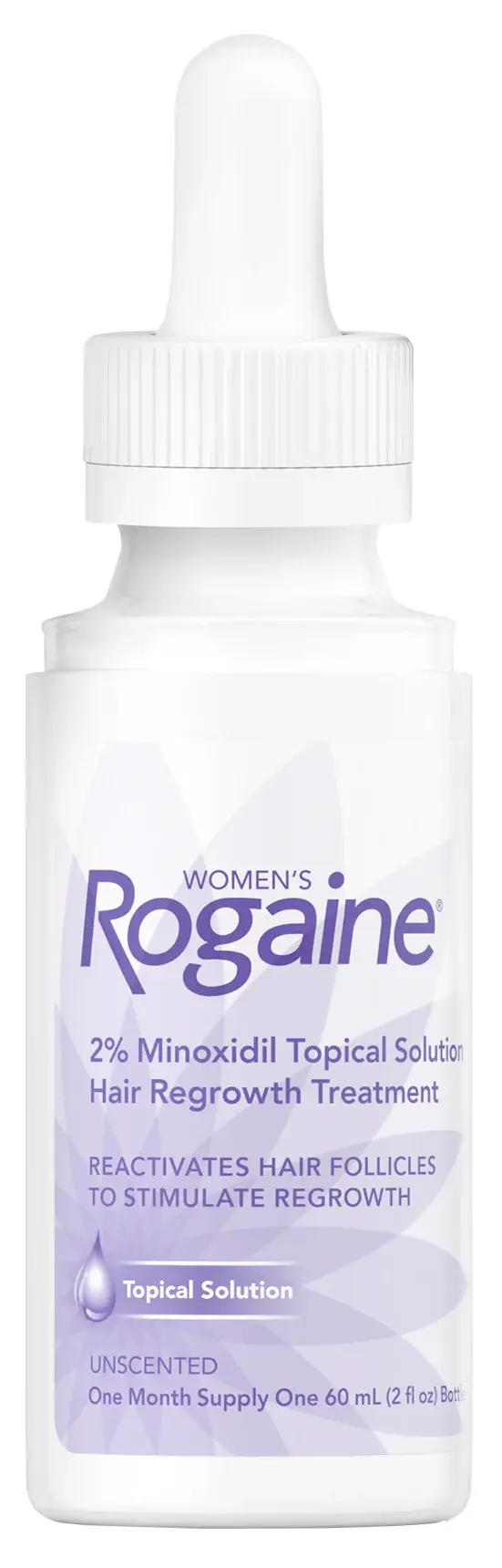 Bottle of Women's ROGAINE® Topical Solution on a white background.