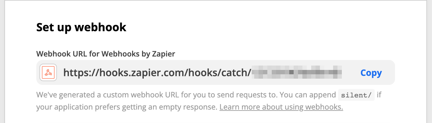 Zapier - copy webhook URL