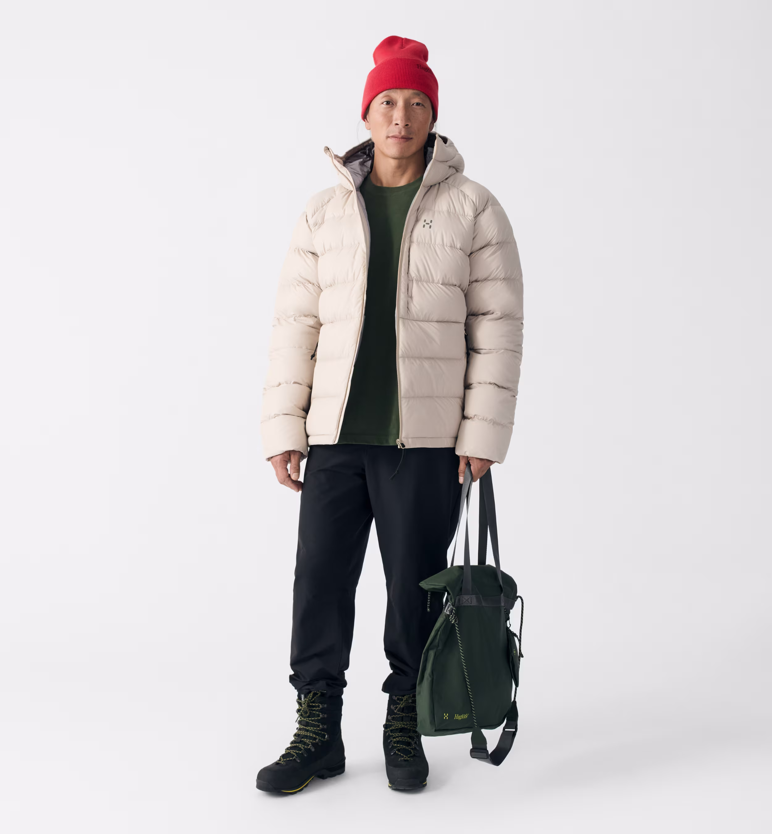 Male model in our Rosson Down Hood Jacket